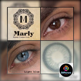 لنز رنگی لایت بلو مارلی light blue marly آبی رگه دار شبیه بافت چشم