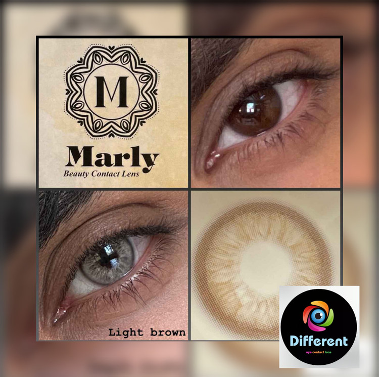 لنز رنگی لایت براون مارلی light brown marly عسلی خاکی رگه دار