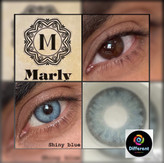 لنز رنگی شاینی بلو برند مارلی آبی رگه دار دور دار (shiny blue marly)